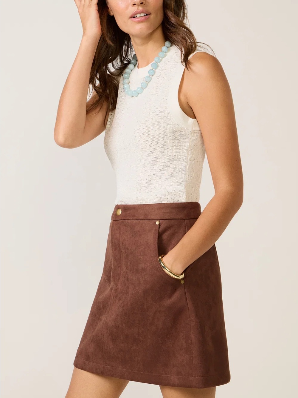 Evereve Claudia Brown Suede Mini Skirt SZ 28